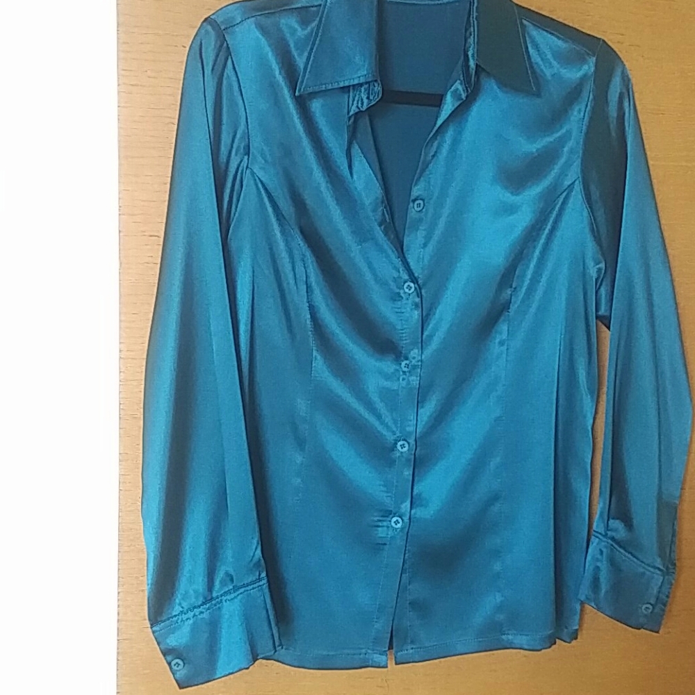 Teal Satin Blouse